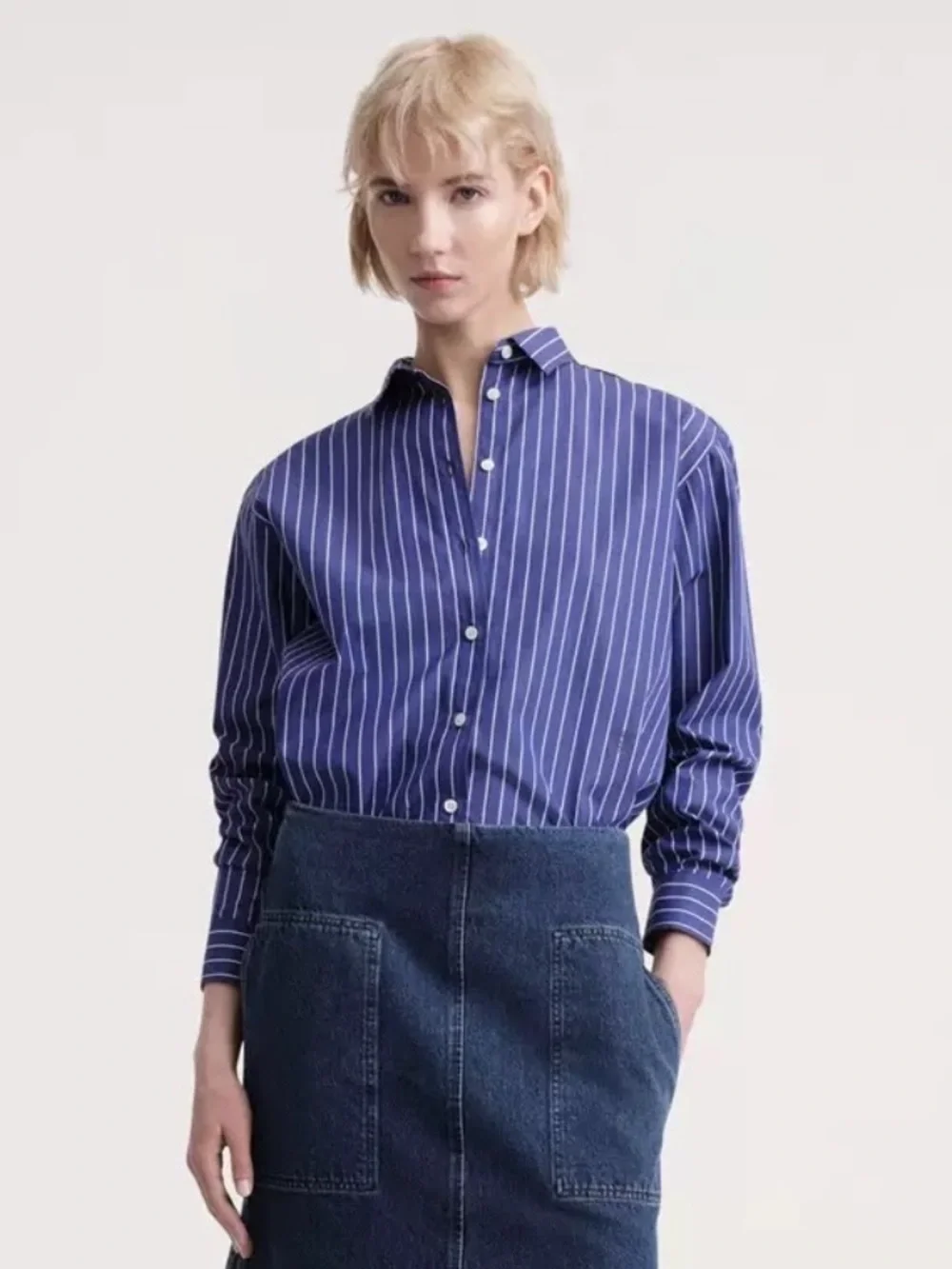 Toteme Striped Blue Button-Up women’s Shirt